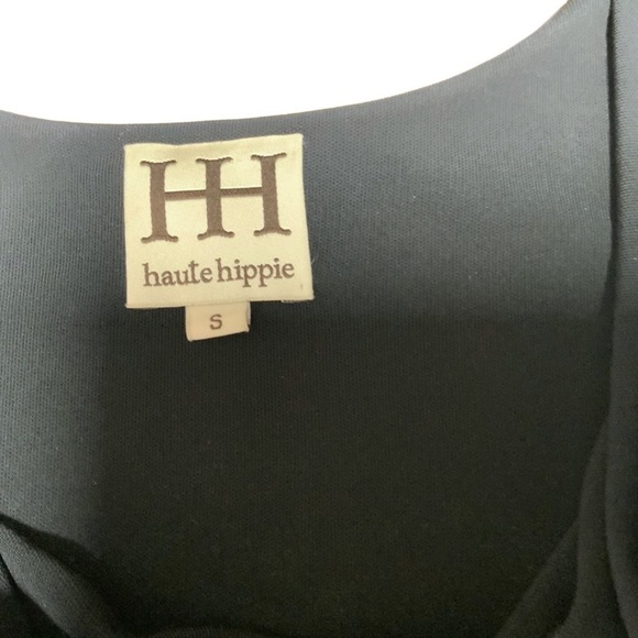 HAUTE HIPPIE 100% Rayon Jersey Knit Black Sleeveless Cowl Neck Mini Dress Sz S - Picture 5 of 11